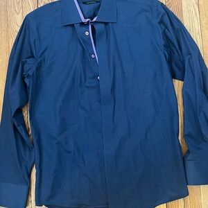 Levinas Elegant Navy Dress Shirt for Men Large